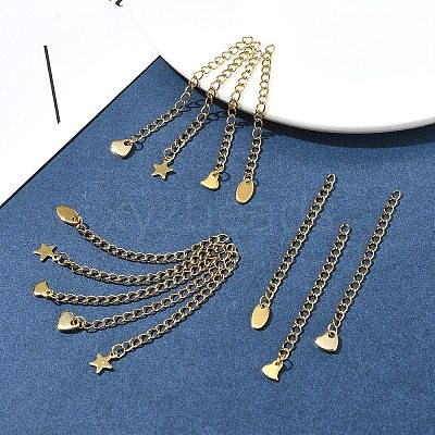 12Pcs 4 Styles 304 Stainless Steel Chain Extender FIND-FS0002-96A-1