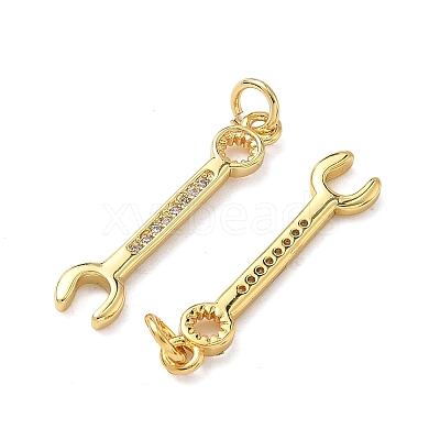 Brass Micro Pave Clear Cubic Zirconia Pendants KK-F930-26A-G-1