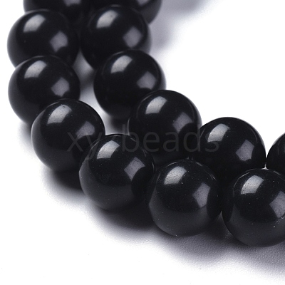 Natural Black Stone Beads Strands G-I288-A02-6mm-1