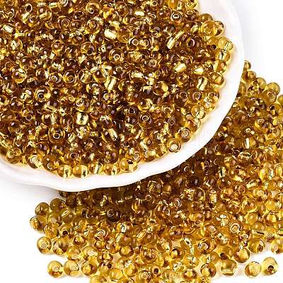 6/0 Baking Paint Transparent Fringe Glass Seed Beads SEED-N006-06C-1