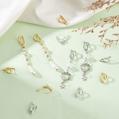 12Pcs 2 Colors Brass Hoop Earring Findings KK-BC0010-99-1