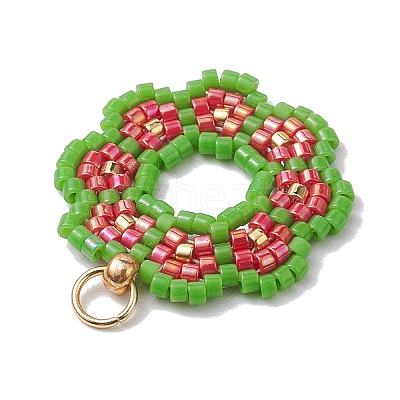 Seed Beads Beaded Charms PALLOY-MZ00205-04-1