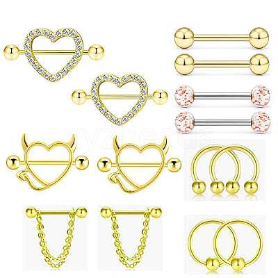 316L Surgical Stainless Steel Nipple Rings Set WGB1007-02-1