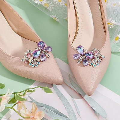 2Pcs Butterfly Alloy Glass Rhinestone Shoe Decoration FIND-AR0005-01A-1