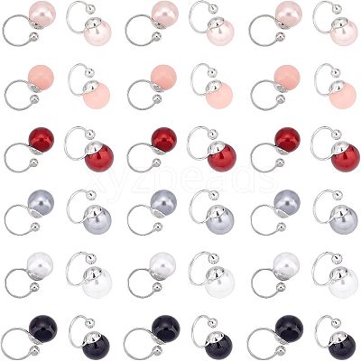 36Pcs 6 Colors Acrylic Pearl Beaded Cuff Earrings EJEW-UN0002-15-1