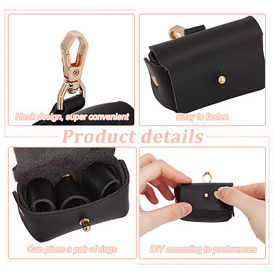 Imitation Leather Wedding Ring Storage Case with Alloy Clasps and PVC Stickers for Pet AJEW-FG0004-27B-1