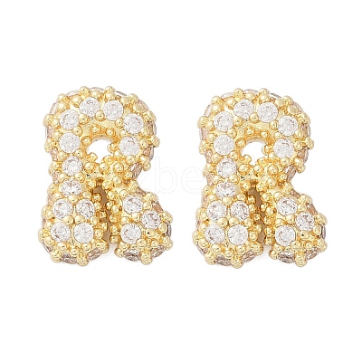 Brass Micro Pave Cubic Zirconia Stud Earrings EJEW-Z091-04G-R-1