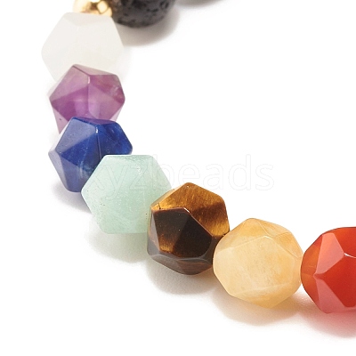 Natural Tiger Eye Round Beads Oil Diffuser Power Bracelet BJEW-JB07416-1