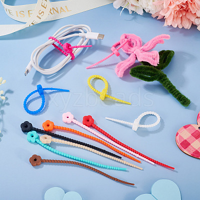 30Pcs Flower Shape Silicone Cable Zip Ties AJEW-TADJ0001-10-1
