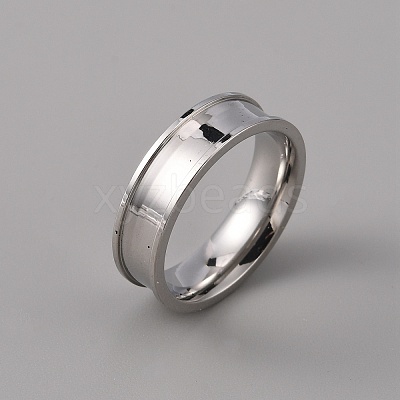 201 Stainless Steel Grooved Finger Ring Settings STAS-WH0027-27C-P-1