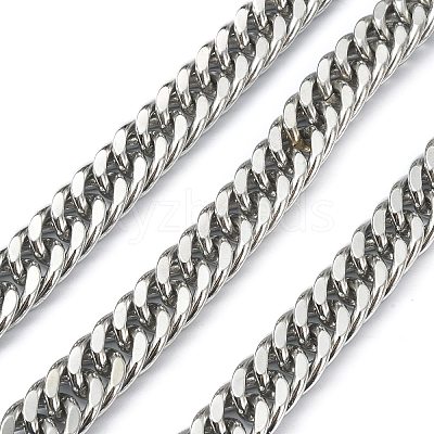 Tarnish Resistant 304 Stainless Steel Cuban Link Chains CHS-E030-04B-P-1