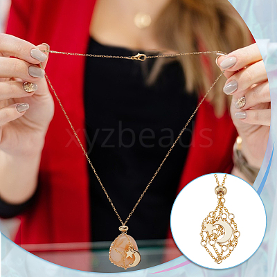 6Pcs Crystal Cage Holder Necklace NJEW-AB00036-1