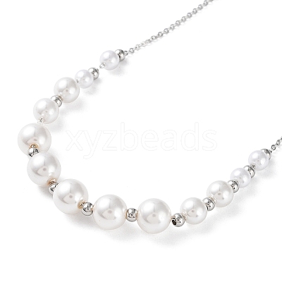 Plastic Pearl Graduated Beaded Necklace NJEW-F317-02P-1