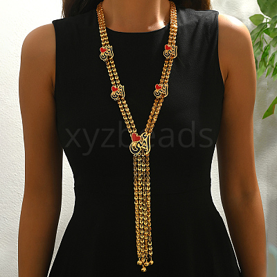 Vintage Alloy Enamel Red Heart Tassel Y Long Necklaces for Women Party and Casual Wear WS0310-1
