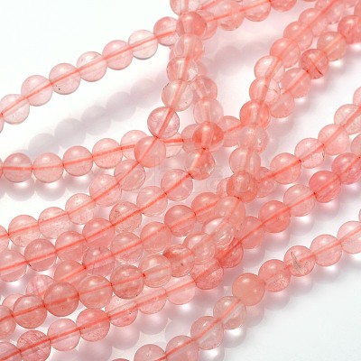 Cherry Quartz Glass Beads Strands GSR6mmC054-1
