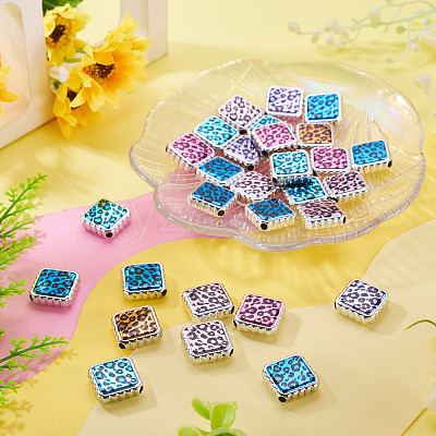 30Pcs UV Plating Printed Opaque Acrylic Beads OACR-TA0001-73C-1