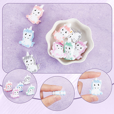 10Pcs 5 Colors Silicone Beads SIL-SC0001-13-1