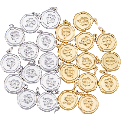 24Pcs 2 Colors 304 Stainless Steel Pendants STAS-HS0001-90B-1
