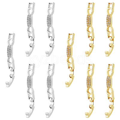 10Pcs 2 Colors Bowknot Rack Plating Brass Clear Cubic Zirconia Watch Band Clasps ZIRC-DC0001-10-1