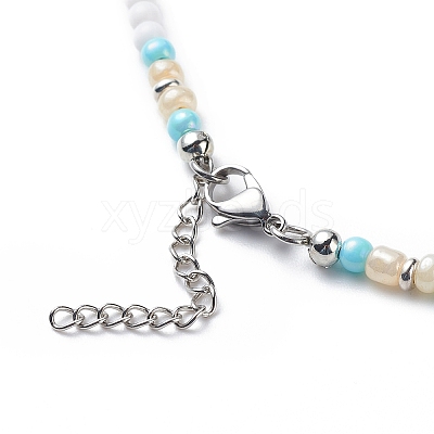 4Pcs 4 Style Natural Pearl & Shell & Dyed Synthetic Turquoise Beaded Necklaces Set NJEW-JN04039-1