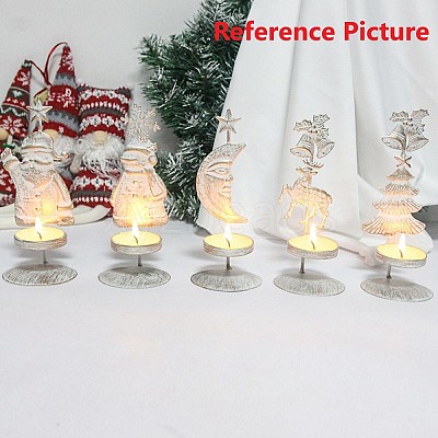Iron Candle Holder for Christmas AJEW-B008-02-1