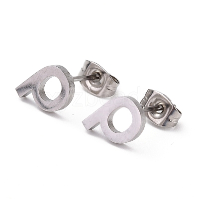 Tarnish Resistant 304 Stainless Steel Greek Alphabet Stud Earrings STAS-D007-07P-17-1