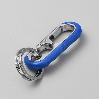 Oval Alloy Keychain Clasps with Double Rings FIND-YWC0011-02B-1