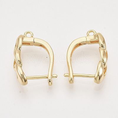 Brass Hoop Earring Findings with Latch Back Closure X-KK-T048-024G-NF-1