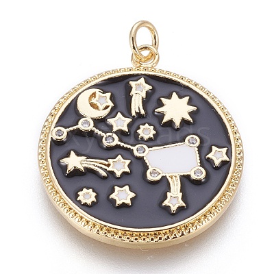 Brass Cubic Zirconia Pendants KK-O113-06B-G-1