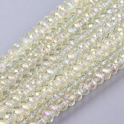 Faceted Rondelle Electroplate Glass Beads Strands X-EGLA-D020-3x2mm-70-1
