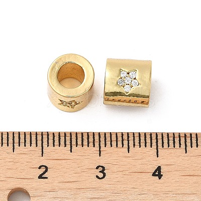 Rack Plating Brass Micro Pave Cubic Zirconia European Beads KK-K377-08G-1