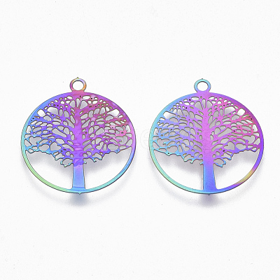 Ion Plating(IP) 201 Stainless Steel Filigree Pendants X-STAS-R102-13-1
