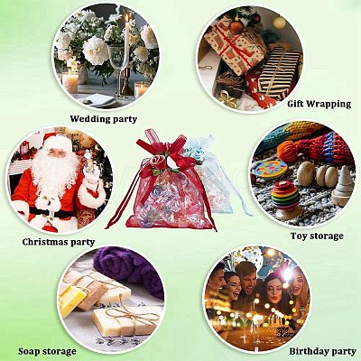 40Pcs 4 Colors 3D Flower Organza Drawstring Bags OP-BBC0001-06C-1