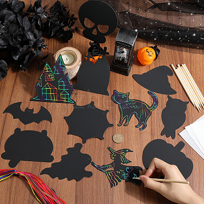 Halloween Rainbow Scratch Paper Art Pendant Decoration Kits DIY-WH20013-22-1