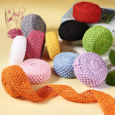2 Rolls 2 Sizes Polyester Elastic Ribbon EW-TA0001-02G-1