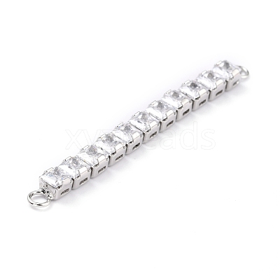 Brass Clear Square Cubic Zirconia Links Connectors ZIRC-G170-22P-1