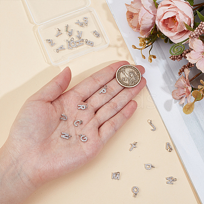26Pcs 26 Styles Brass Micro Pave Grade AAA Cubic Zirconia Charms ZIRC-BC0001-32P-1