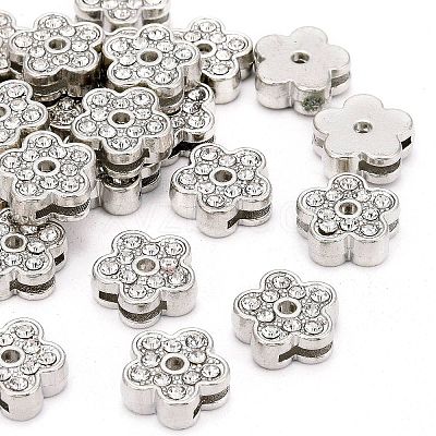 Flower Alloy Rhinestone Slide Charms LS-RSB358-3P-1