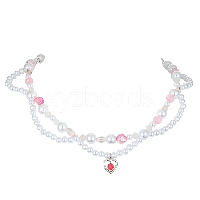 Alloy Heart Pendant Necklace NJEW-FZ00004-11-1