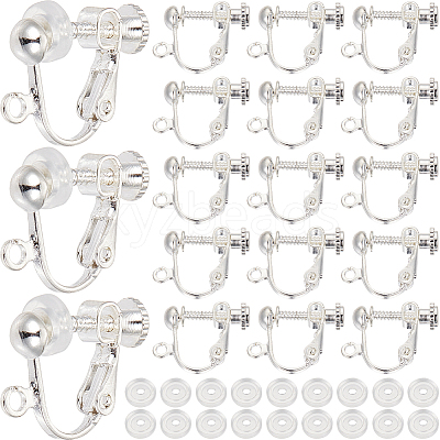 36Pcs Brass Screw On Clip-on Earring Findings KK-SP0001-18S-1