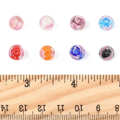 32Pcs 8 Colors Handmade Luminous Inner Flower Lampwork Beads LAMP-FS0001-34-1