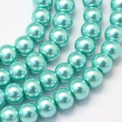 Baking Paint Pearlized Glass Pearl Round Bead Strands HY-Q330-8mm-65-1