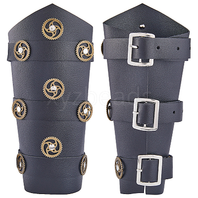 Adjustable PU Leather Cuff Wristband for Bikers AJEW-WH0415-25B-1