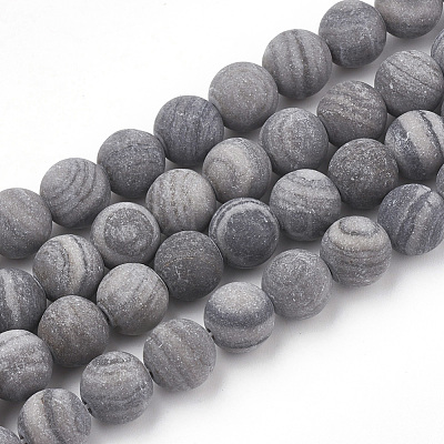 Natural Black Wood Lace Stone Wooden Jasper Beads Strands X-G-T106-013-1