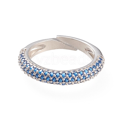 Adjustable Brass Micro Pave Cubic Zirconia Cuff Rings LS-RJEW-L098-007E-P-1