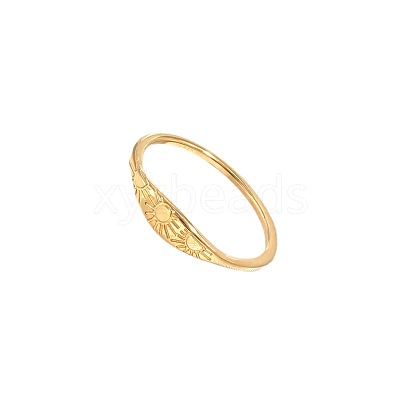 Sun Pattern 304 Stainless Steel Finger Rings FS-WG90263-06-1