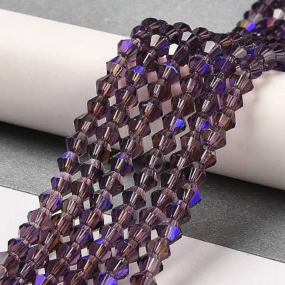 Transparent Electroplate Glass Beads Strands GLAA-F029-3mm-D04-1