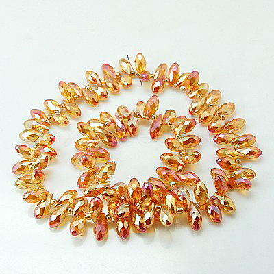 Electroplate Glass Faceted Teardrop Beads Strands EGLA-D014-29-1
