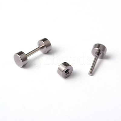 Tarnish Resistant Flat Round 304 Stainless Steel Barbell Cartilage Earrings EJEW-L164-01P-1