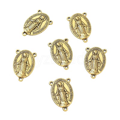 Holy Oval Carved Virgin Mary Tibetan Style Alloy Chandelier Component Links TIBEP-LF0961YKG-AG-FF-1